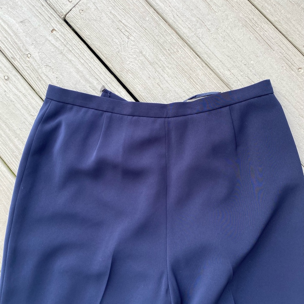 Kasper - Elegant Navy Wide-Leg High-rise Lined Pants, Size: 14P - Picture 4 of 7